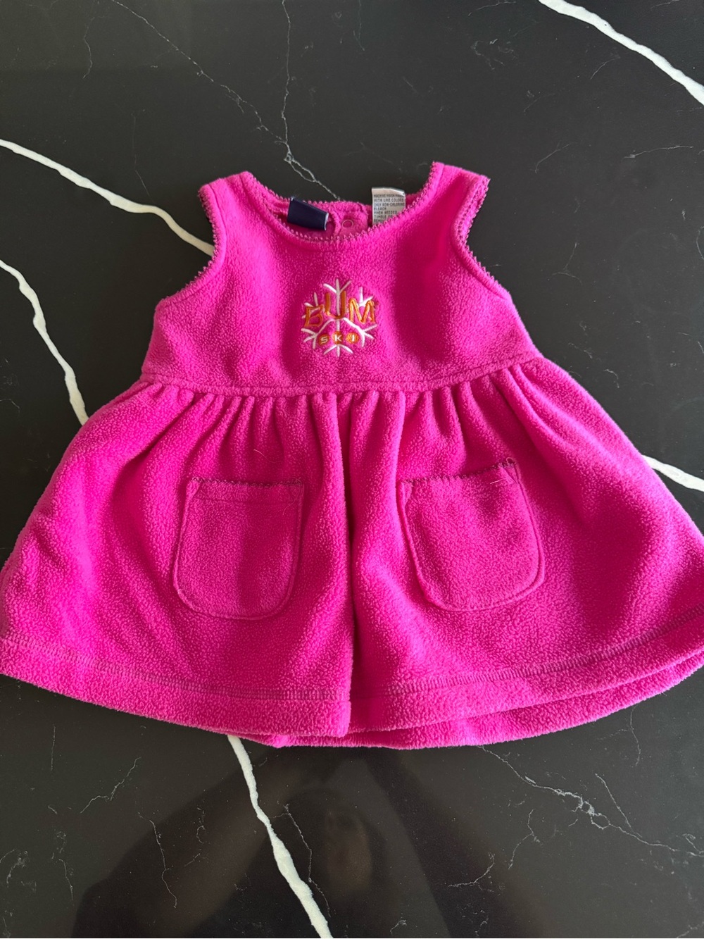 Girls' Vintage 90s Bright Pink Fleece Pocket Dress/ Tunic